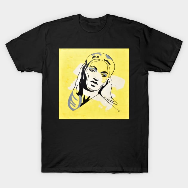 Woman Outline yellow 2 T-Shirt by PrintsHessin